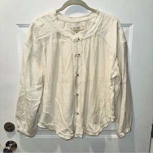 Free People - Gauze Cream Button Front Shirt - Size Small - EUC